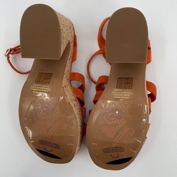 Free People Lisbon platform sandal chunky orange suede cork shoe boho new 40 10 - Picture 6 of 6